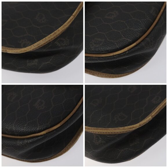 Christian Dior Honeycomb Canvas Shoulder Bag PVC Black Brown gold Auth bs23494 - Picture 16 of 16